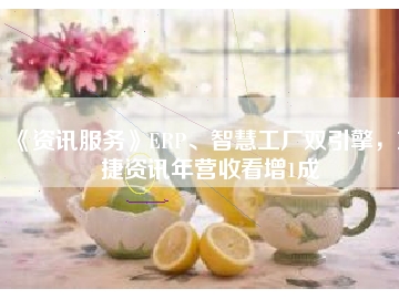 《資訊服務》ERP、智慧工廠雙引擎，東捷資訊年營收看增1成