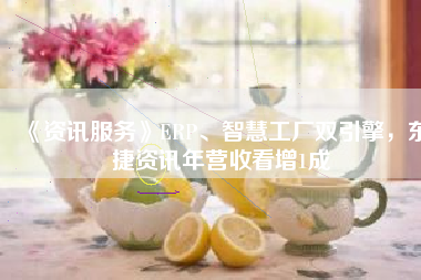 《資訊服務(wù)》ERP、智慧工廠雙引擎，東捷資訊年營收看增1成